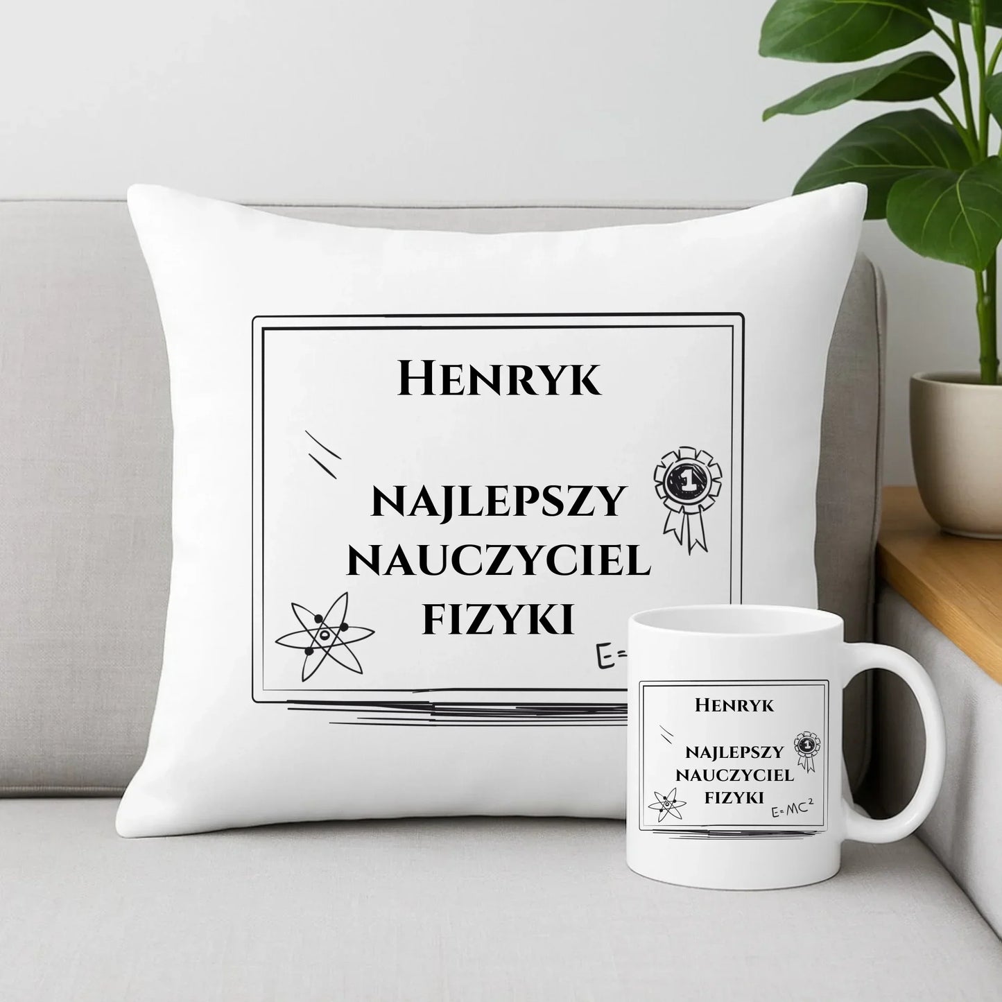 Najlepszy nauczyciel fizyki fizyka | Zestaw poduszka i kubek N66 - StoryCups.pl