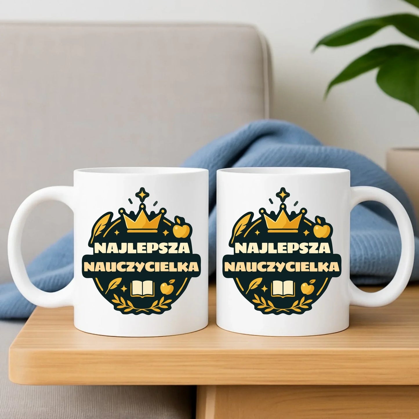 Najlepsza nauczycielka | Zestaw poduszka i kubek prezent dla nauczycielki N38 - StoryCups.pl