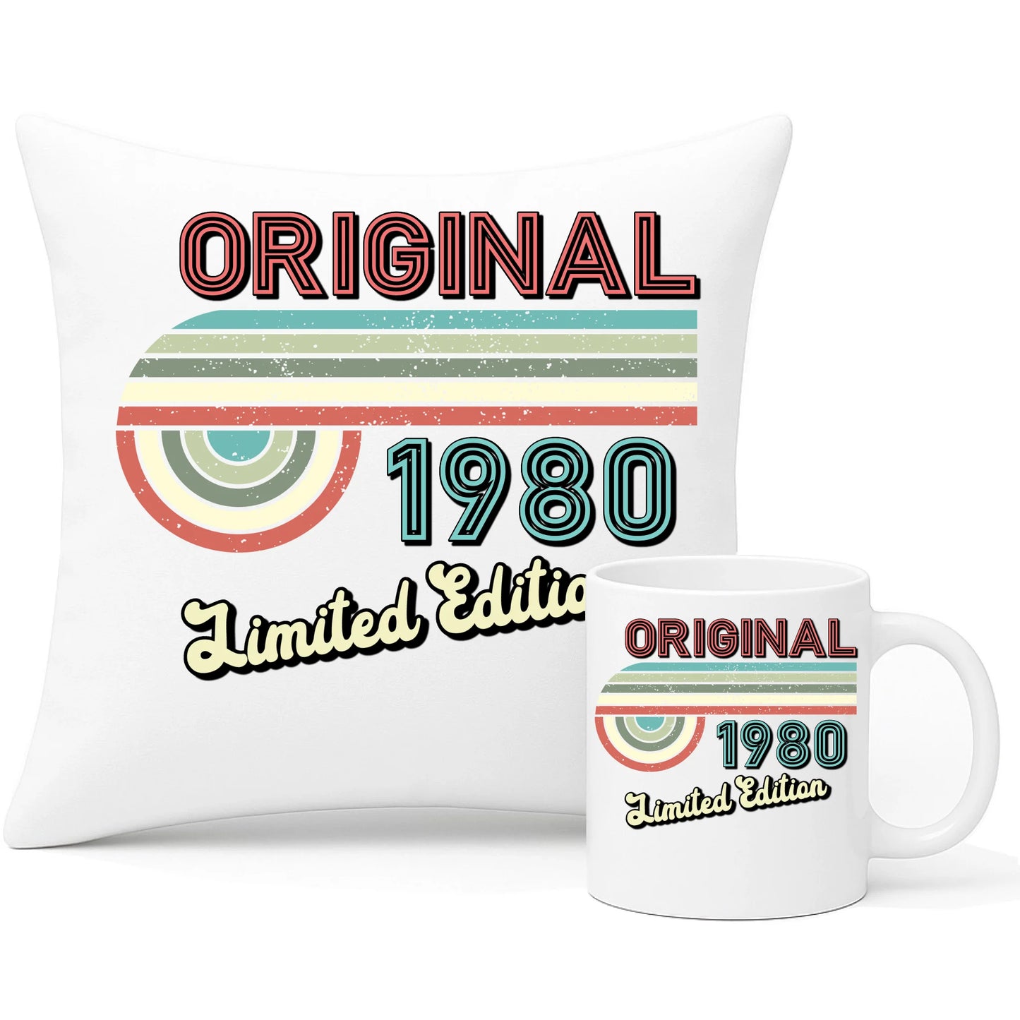 Edycja limitowana 80' rok urodzenia | Zestaw poduszka i kubek na urodziny U31 - StoryCups.pl