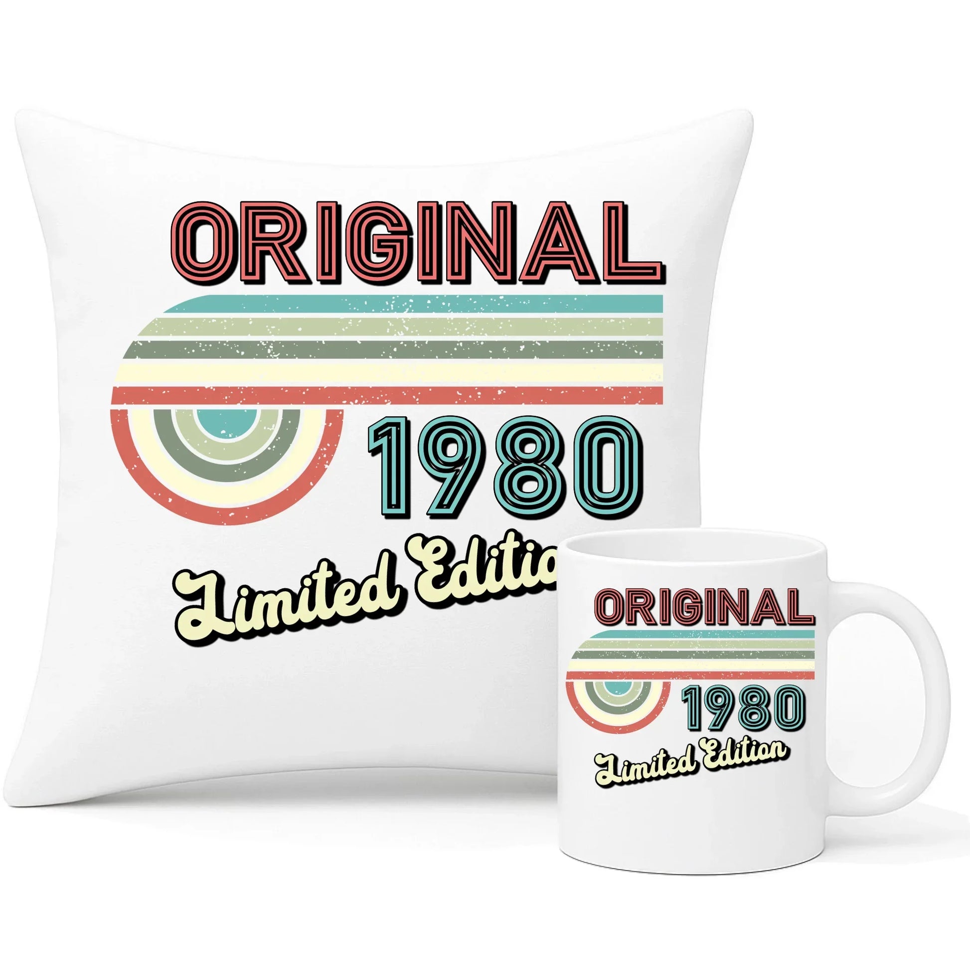 Edycja limitowana 80' rok urodzenia | Zestaw poduszka i kubek na urodziny U31 - StoryCups.pl