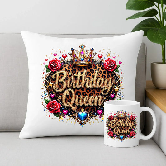 Birthday Queen | Zestaw poduszka i kubek na urodziny U33 - StoryCups.pl