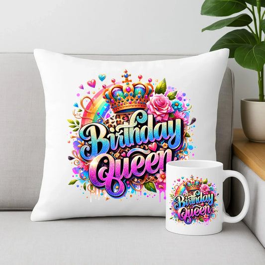 Birthday Queen | Zestaw poduszka i kubek na urodziny U32 - StoryCups.pl