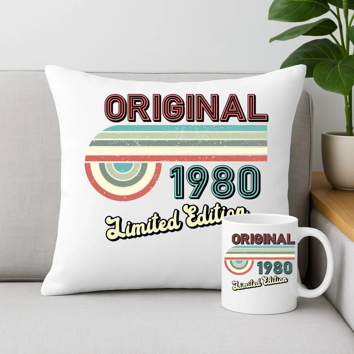 Edycja limitowana 80' rok urodzenia | Zestaw poduszka i kubek na urodziny U31 - StoryCups.pl