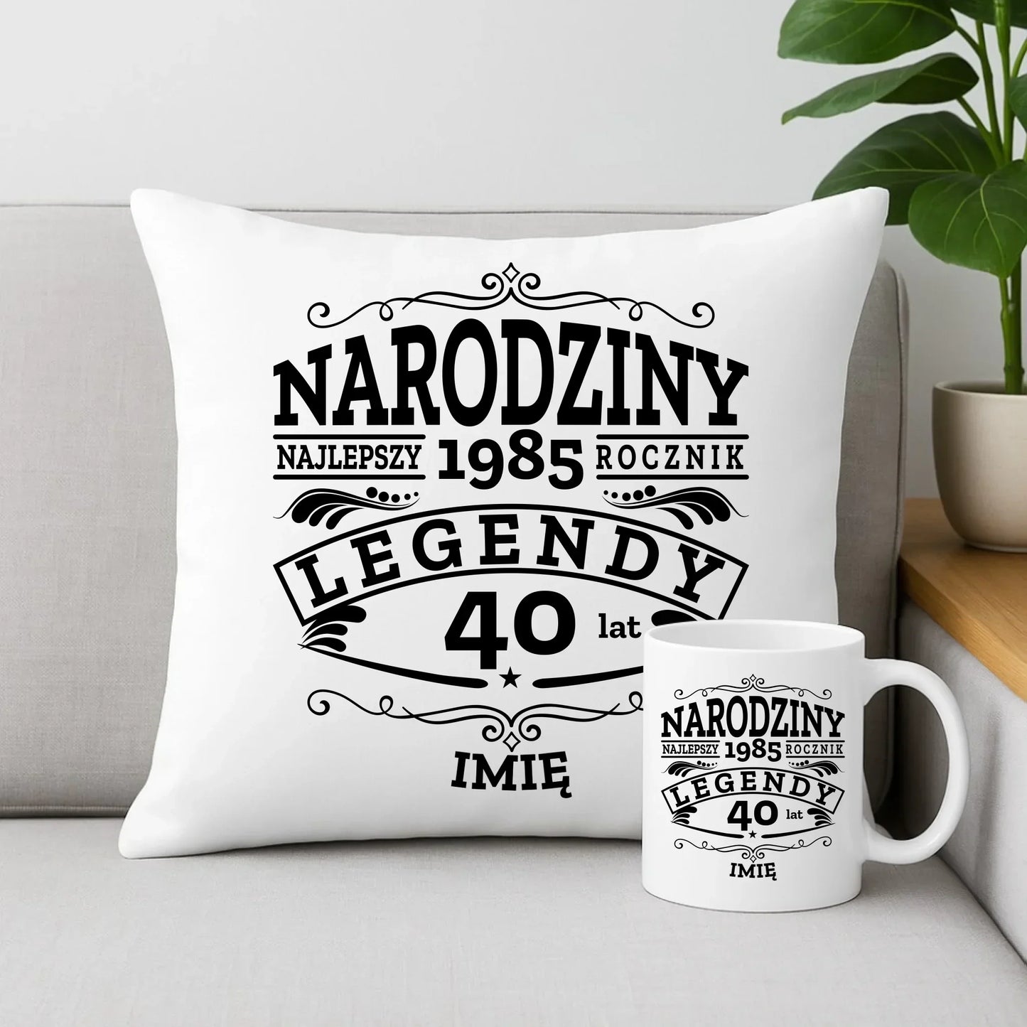 Narodziny Legendy | Zestaw poduszka i kubek prezent na urodziny U01 - StoryCups.pl