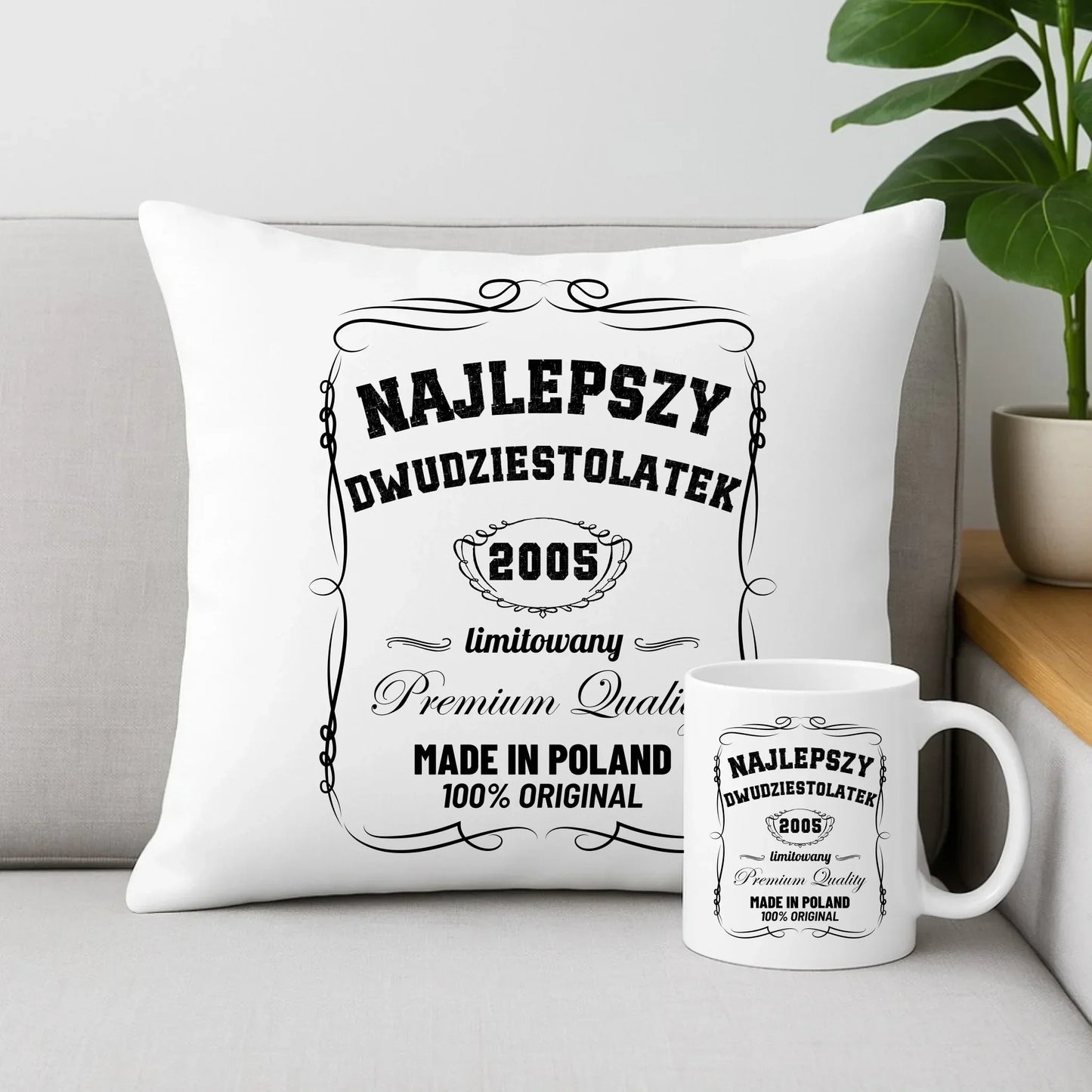 Najlepszy dwudziestolatek | Zestaw poduszka i kubek prezent na 20 urodziny U04 - StoryCups.pl