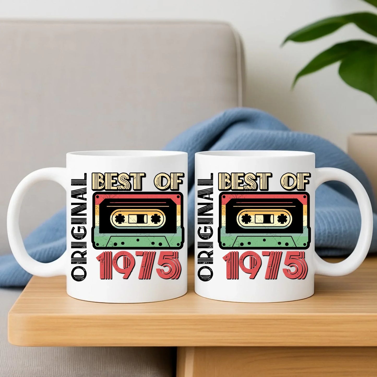 Original 1975 personalizacja | Zestaw poduszka i kubek na urodziny U30 - StoryCups.pl