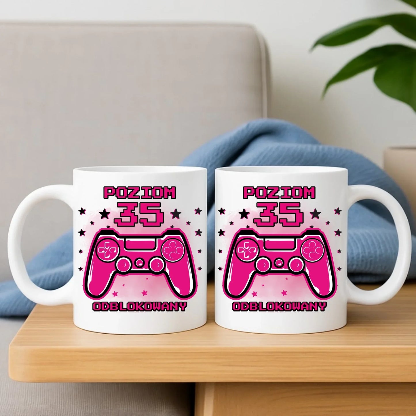 Poziom odblokowany (wiek) | Zestaw poduszka i kubek na urodziny dla gracza U23 - StoryCups.pl