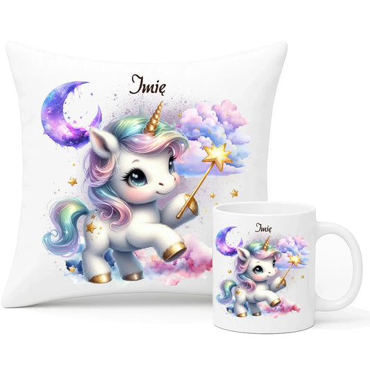 Jednorożec | Zestaw poduszka i kubek dla dziecka DD14 - StoryCups.pl
