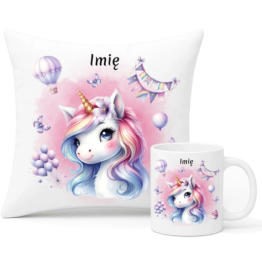 Jednorożec | Zestaw poduszka i kubek dla dziecka DD08 - StoryCups.pl