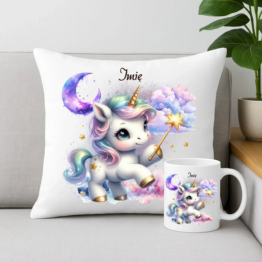 Jednorożec | Zestaw poduszka i kubek dla dziecka DD14 - StoryCups.pl