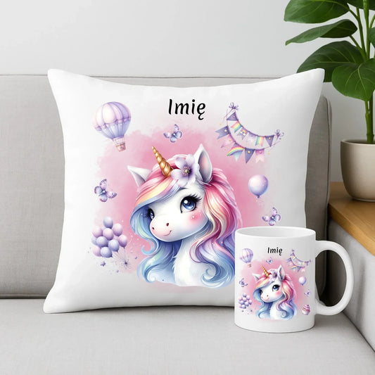 Jednorożec | Zestaw poduszka i kubek dla dziecka DD08 - StoryCups.pl