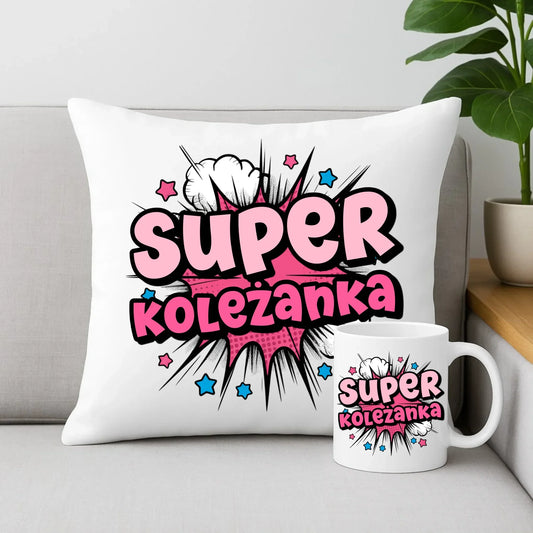 Super koleżanka | Zestaw poduszka i kubek dla dziecka DD19 - StoryCups.pl