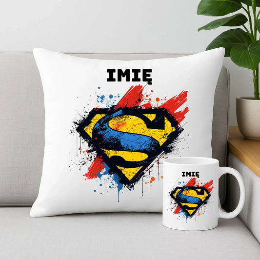 Superboahter | Zestaw poduszka i kubek dla dziecka DD03 - StoryCups.pl