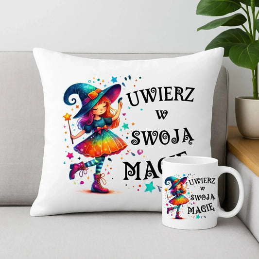 Uwierz w swoją magię wróżka | Zestaw poduszka i kubek dla dziecka DD16 - StoryCups.pl