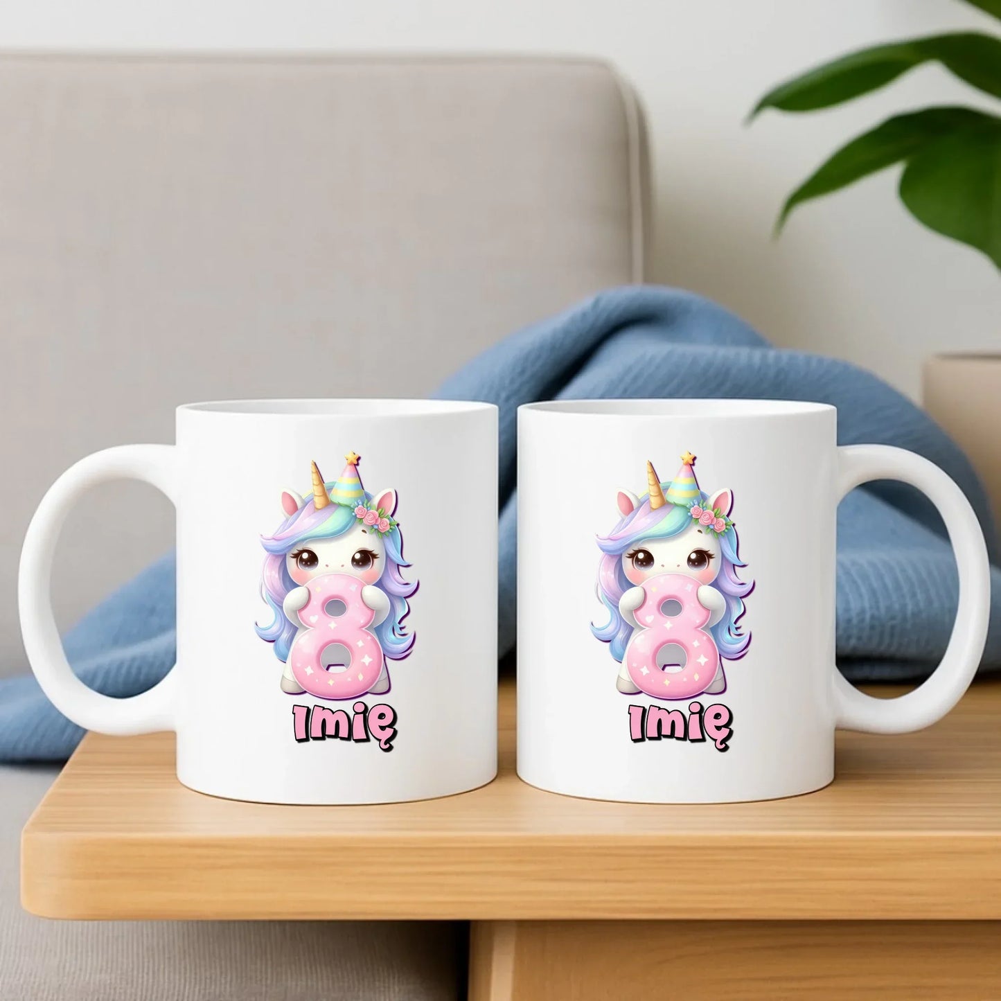 Jednorożec | Zestaw poduszka i kubek na 8. urodziny dla dziewczynki U52 - StoryCups.pl