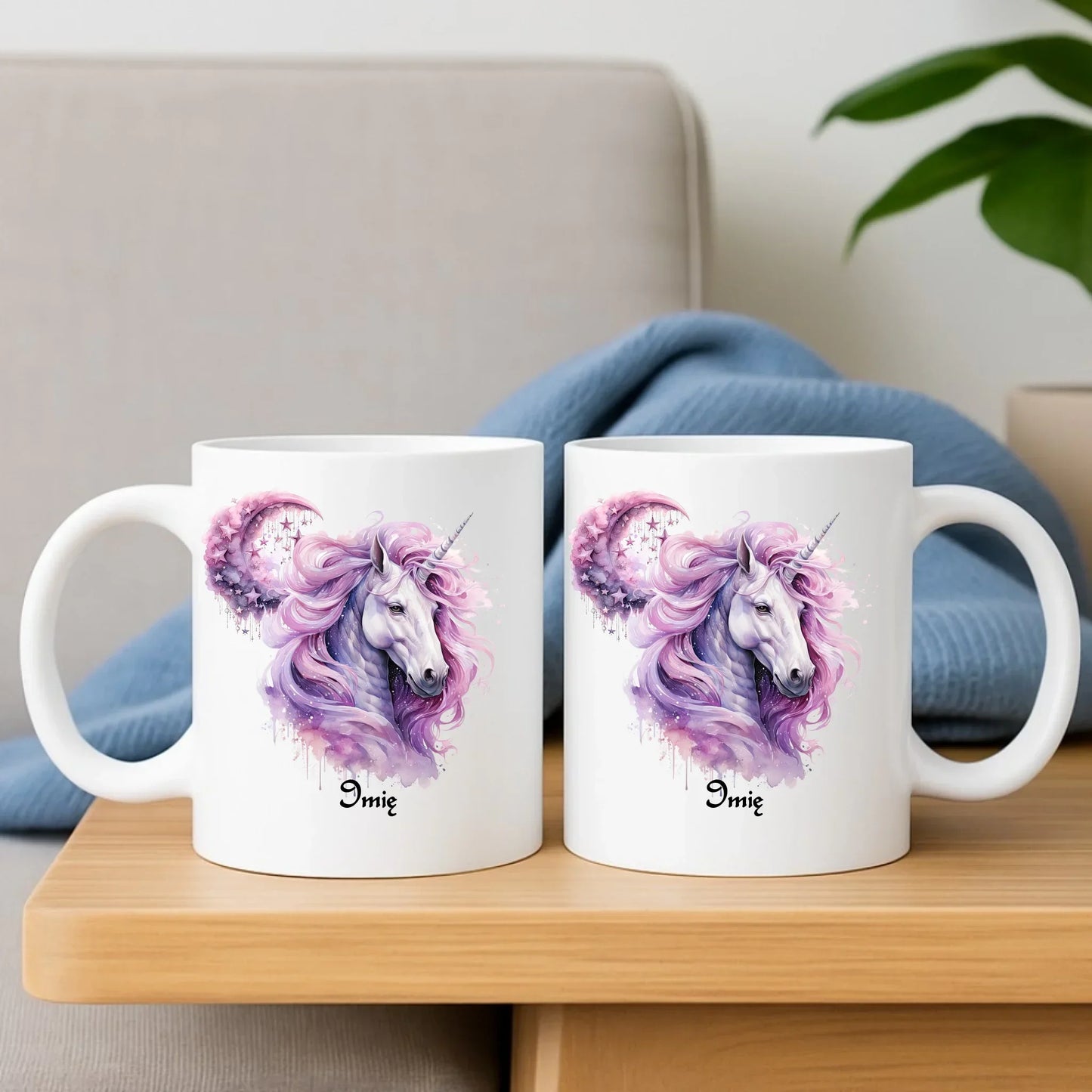 Różowy jednorożec | Zestaw poduszka i kubek DD15 - StoryCups.pl