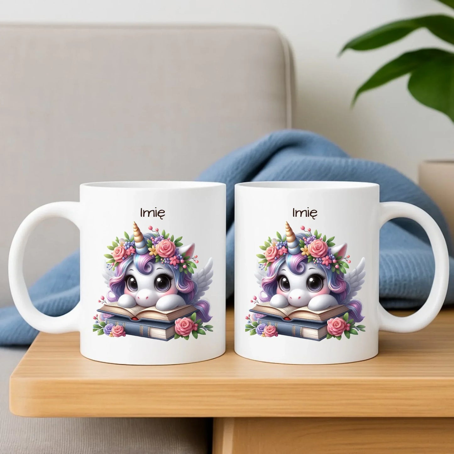 Słodki jednorożec | Zestaw poduszka i kubek dla dziecka DD10 - StoryCups.pl