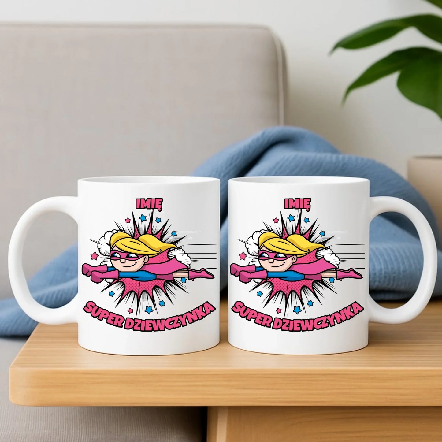 Super Dziewczynka | Zestaw poduszka i kubek dla dziecka DD17 - StoryCups.pl