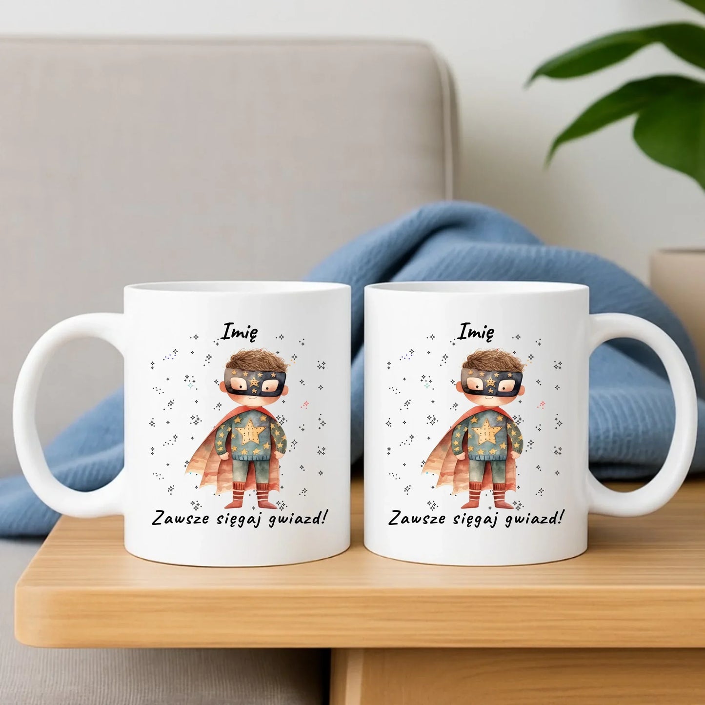 Zawsze sięgaj gwiazd | Zestaw poduszka i kubek dla dziecka DD06 - StoryCups.pl