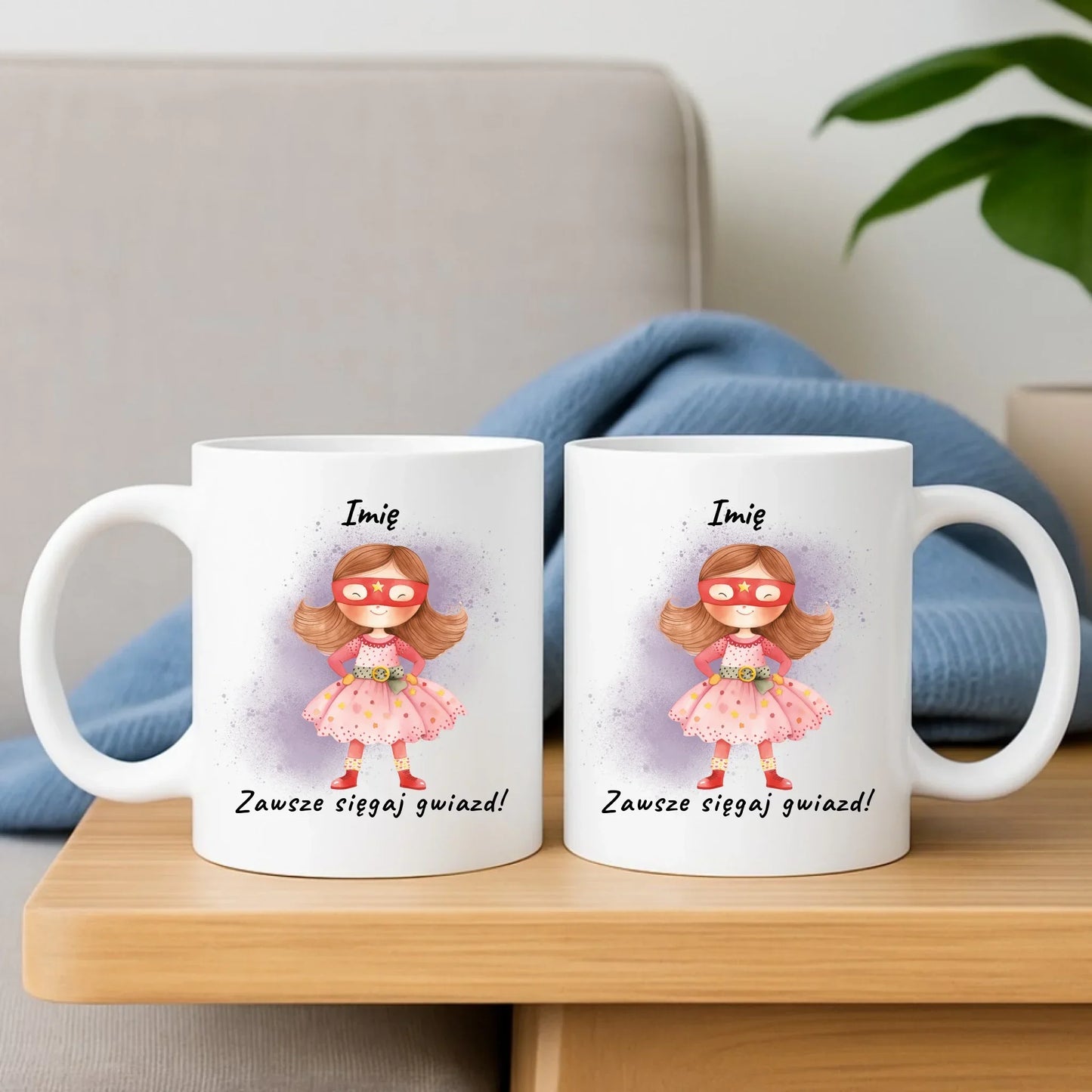 Zawsze sięgaj gwiazd | Zestaw poduszka i kubek dla dziewczynki DD07 - StoryCups.pl