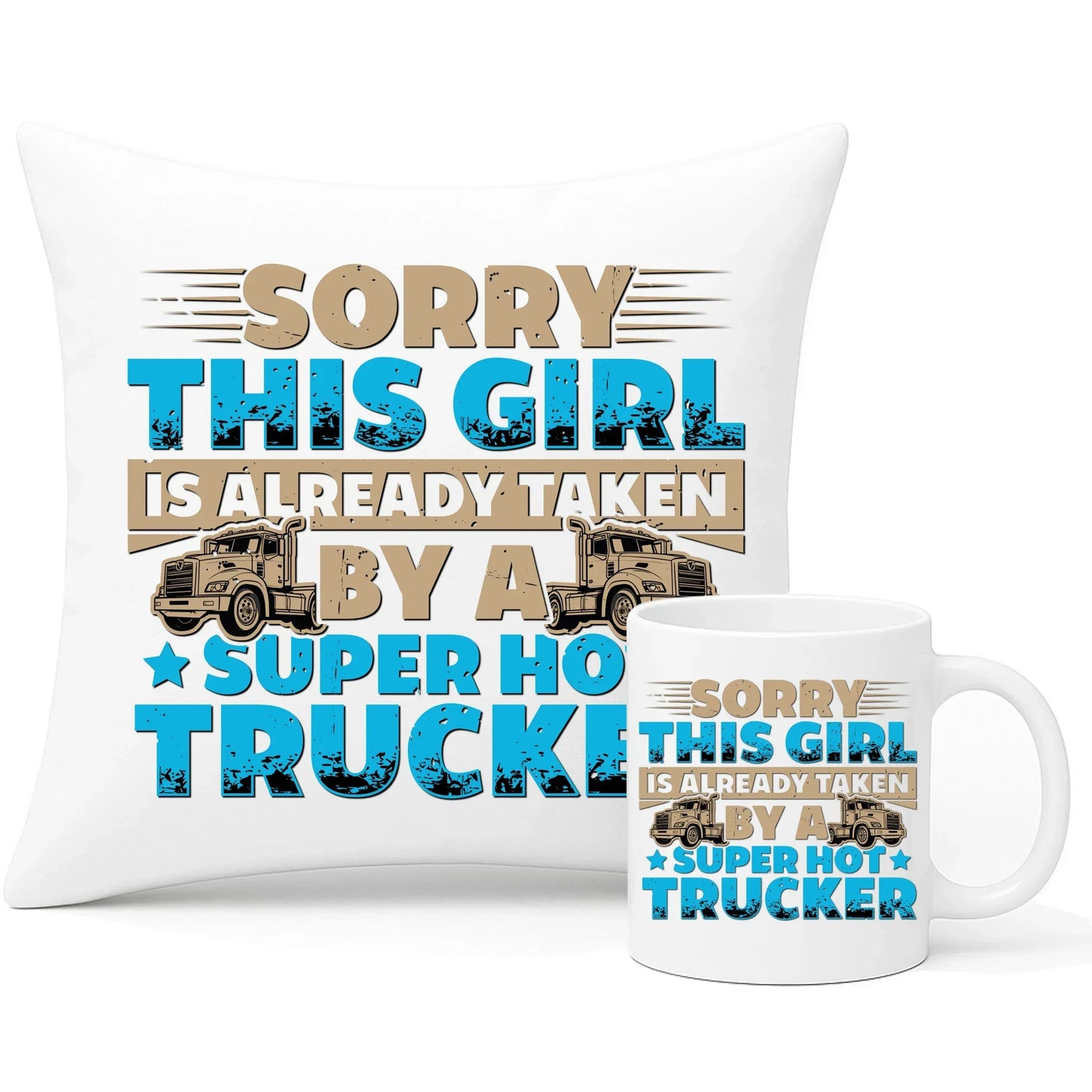 Ta dziewczyna jest już zajęta | Zestaw poduszka i kubek truckerki ZKT12 - StoryCups.pl