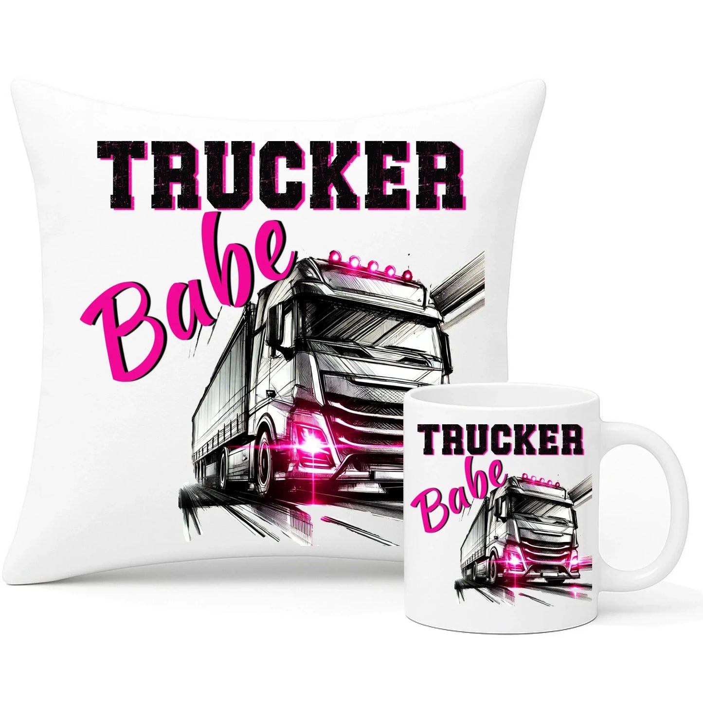 Trucker Babe | Zestaw poduszka i kubek truckerki ZKT13 - StoryCups.pl