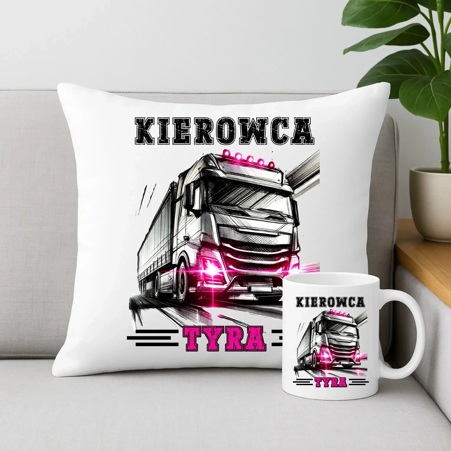 Kierowca tyra | Zestaw poduszka i kubek dla truckerki ZKT15 - StoryCups.pl