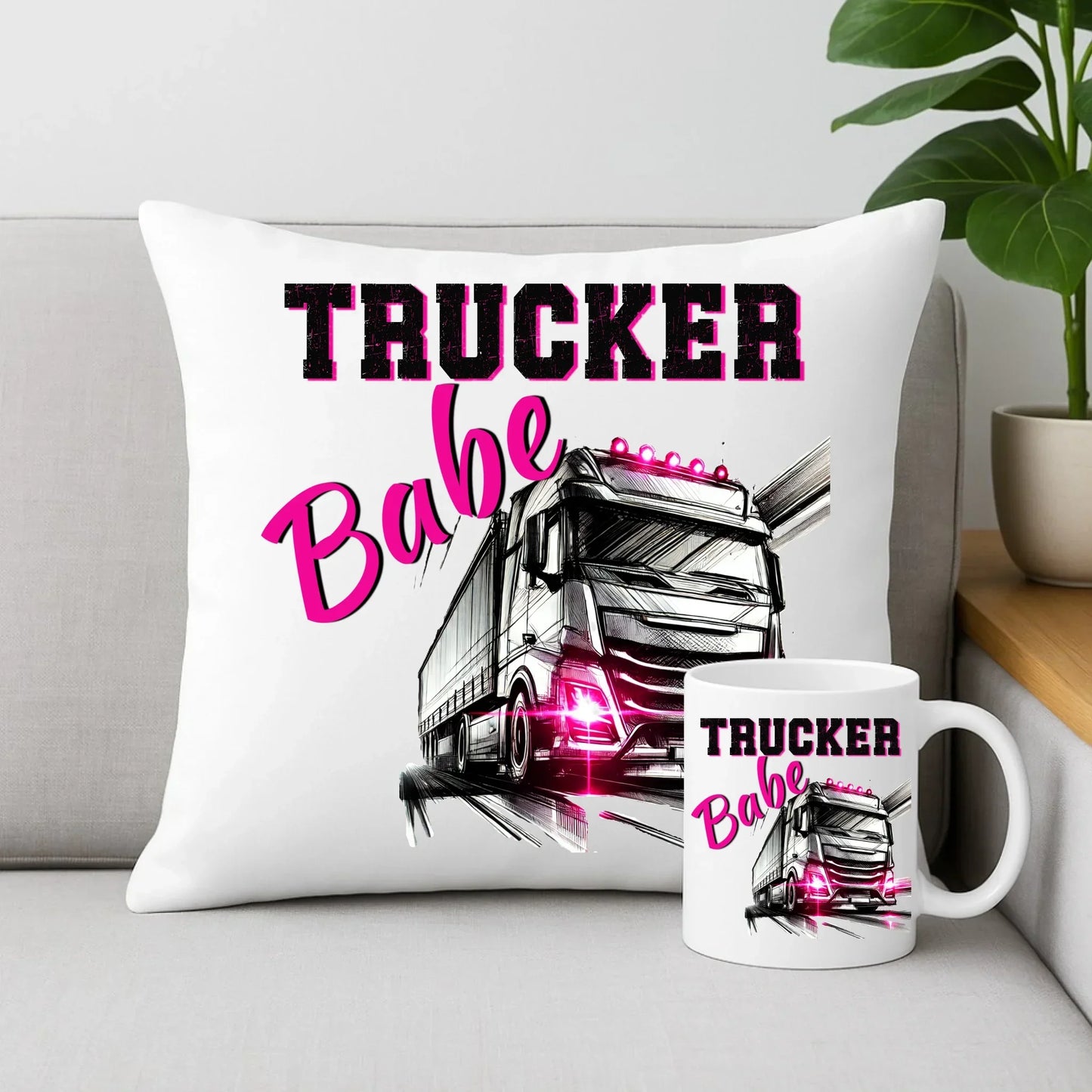 Trucker Babe | Zestaw poduszka i kubek truckerki ZKT13 - StoryCups.pl