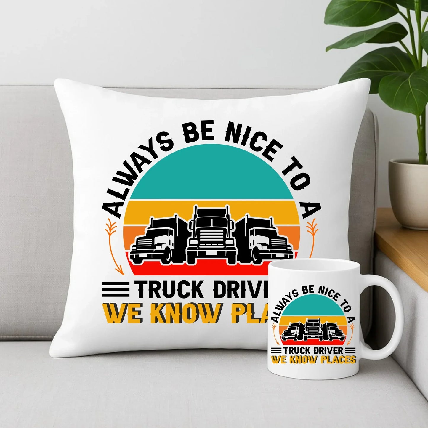 Truck driver | Zestaw poduszka i kubek dla kierowcy tira ZKT10 - StoryCups.pl