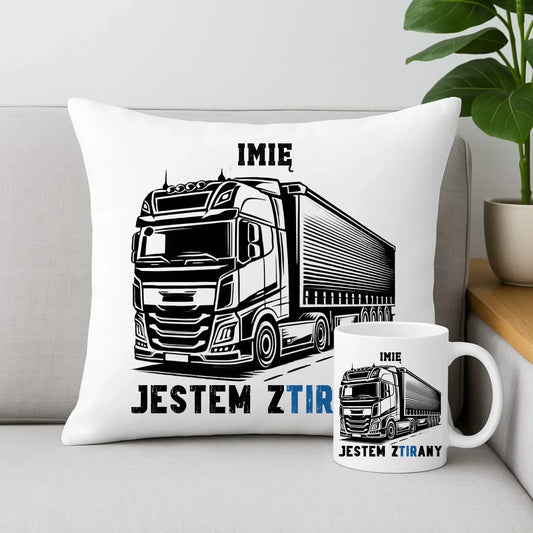 Jestem zTIRany | Zestaw poduszka i kubek dla kierowcy tira ZKT01 - StoryCups.pl