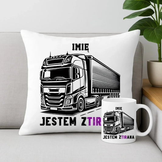 Jestem zTIRana | Zestaw poduszka i kubek dla kierowcy tira ZKT02 - StoryCups.pl