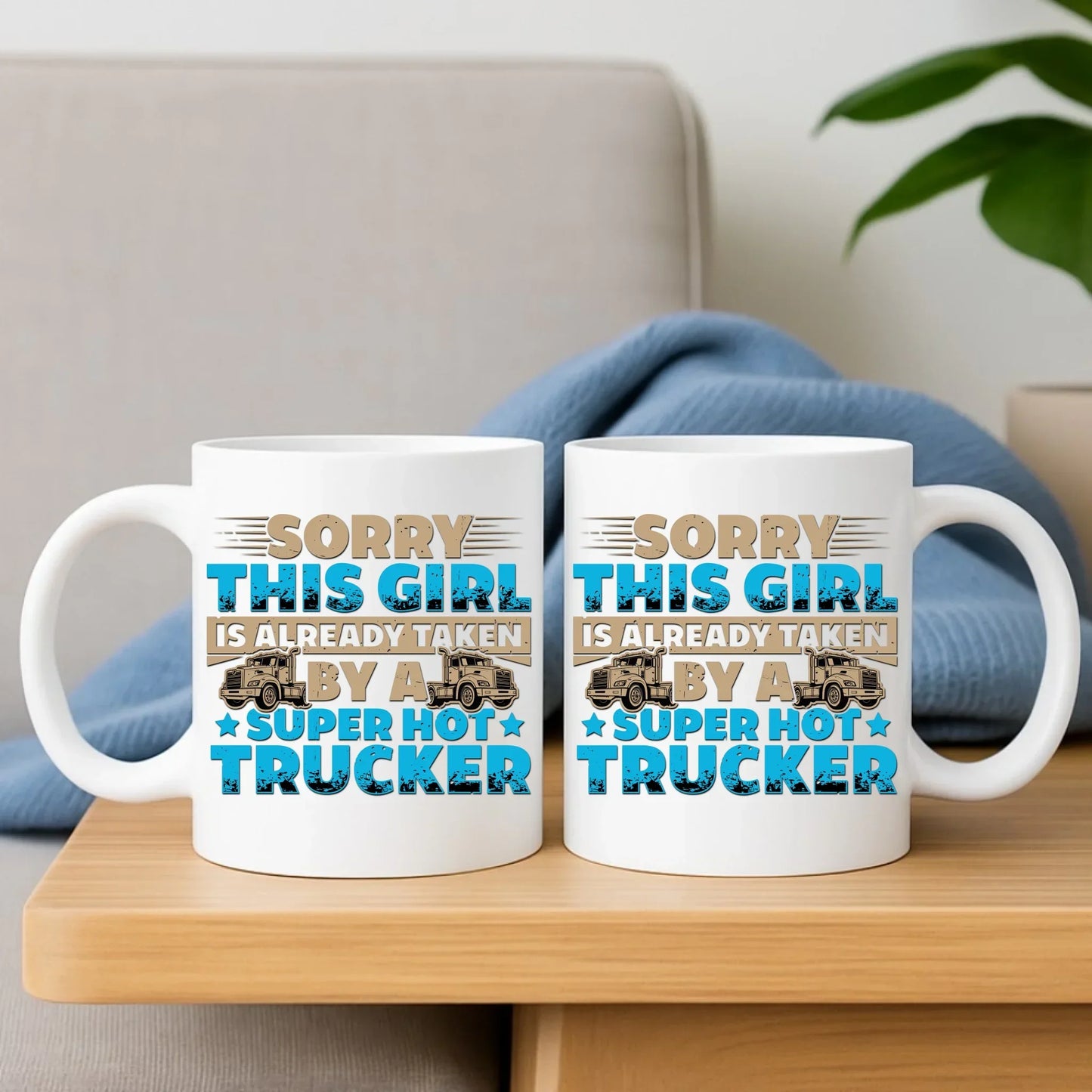 Ta dziewczyna jest już zajęta | Zestaw poduszka i kubek truckerki ZKT12 - StoryCups.pl