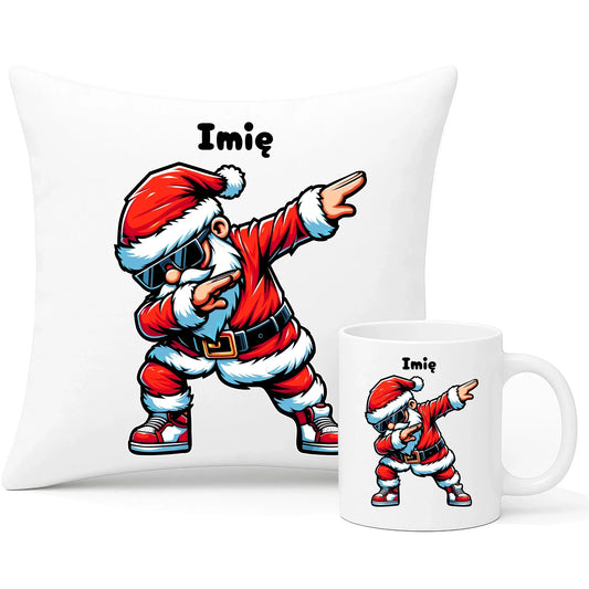 Mikołaj | Świąteczny zestaw poduszka i kubek z Mikołajem BN136 - StoryCups.pl