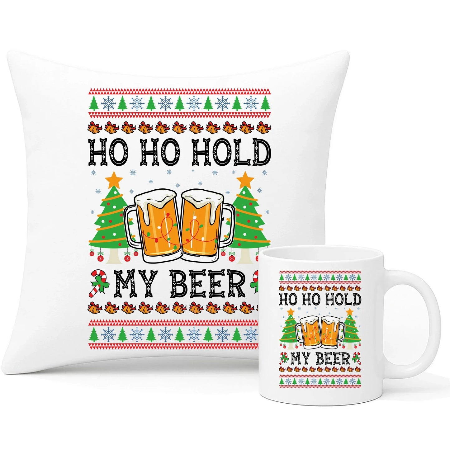 Hold my beer | Świąteczny zestaw poduszka i kubek BN131 - StoryCups.pl