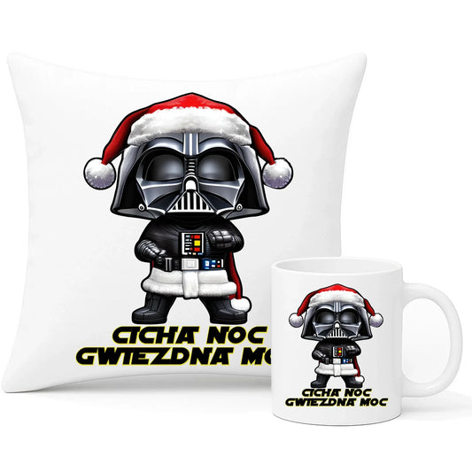 Cicha noc gwiezdna moc | Świąteczny zestaw poduszka i kubek BN132 - StoryCups.pl