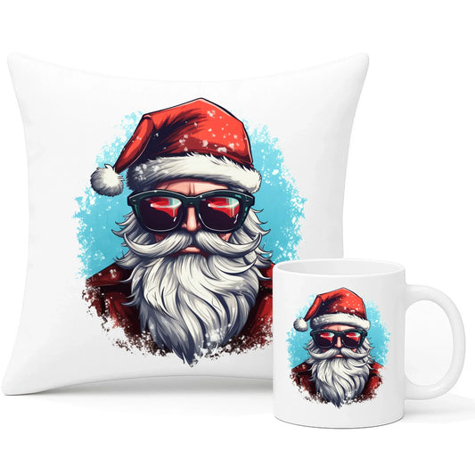 Modern Santa Claus | Świąteczny zestaw poduszka i kubek BN126 - StoryCups.pl
