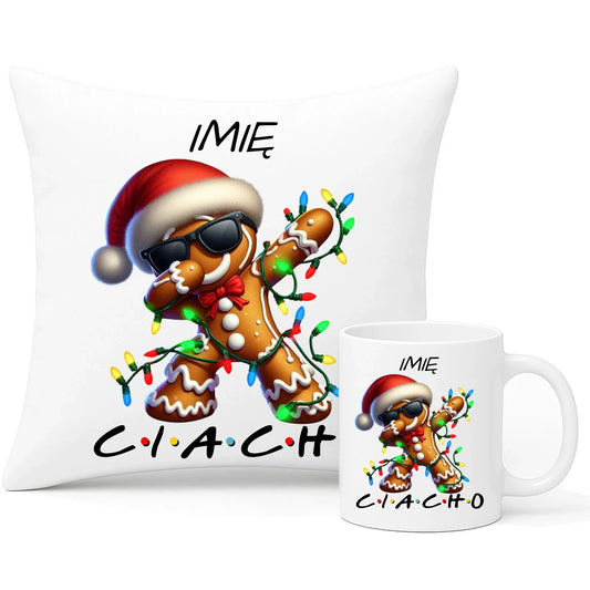 Ciacho | Personalizowany zestaw świąteczny poduszka i kubek BN94 - StoryCups.pl