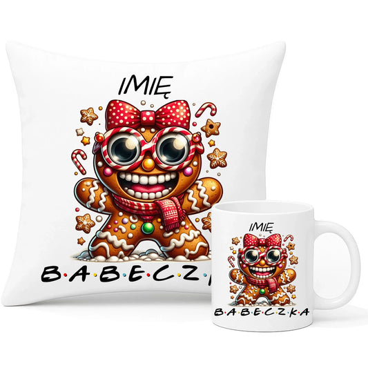 Babeczka | Personalizowany zestaw świąteczny poduszka i kubek BN95 - StoryCups.pl