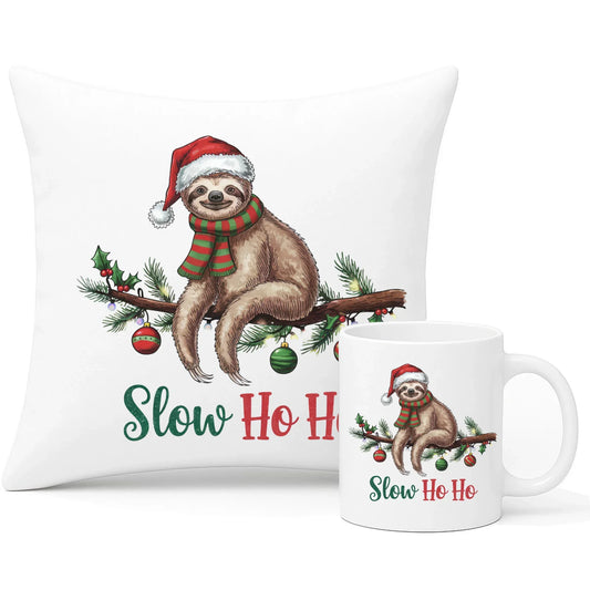 Leniwiec slow ho ho | Świąteczny zestaw poduszka i kubek BN92 - StoryCups.pl