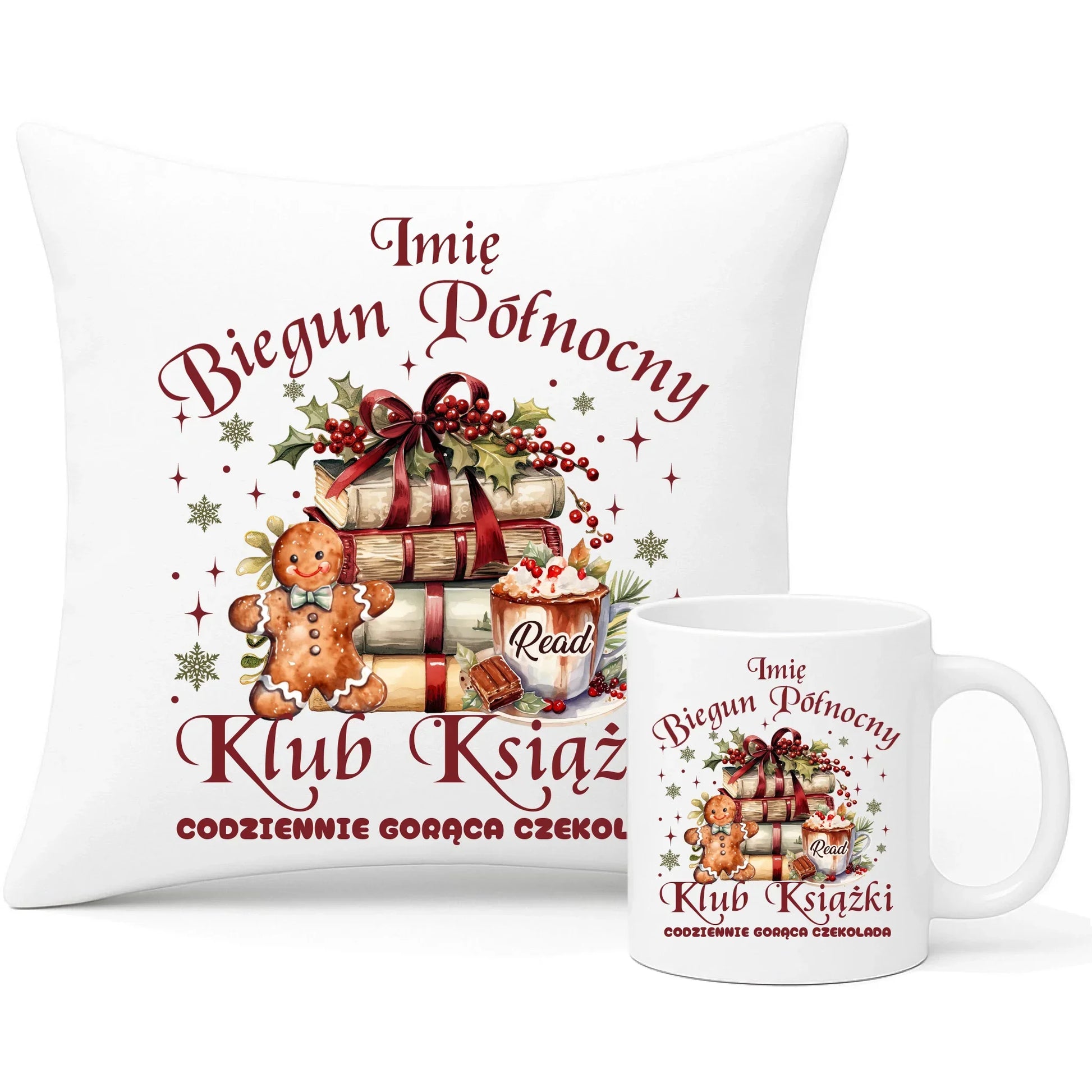 Klub Książki z Bieguna Północnego | Świąteczny zestaw poduszka i kubek BN79 - StoryCups.pl