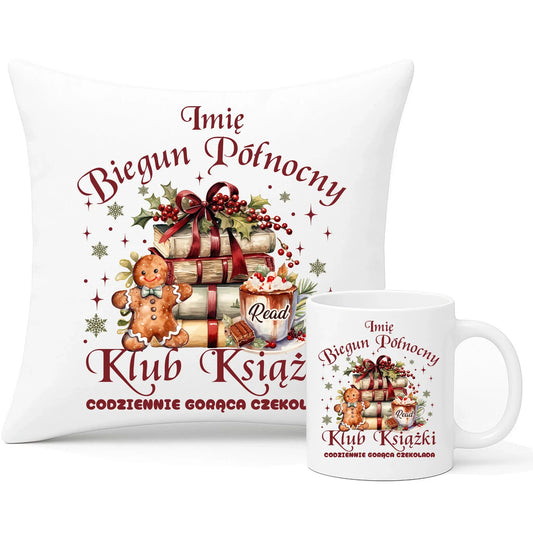 Klub Książki z Bieguna Północnego | Świąteczny zestaw poduszka i kubek BN79 - StoryCups.pl