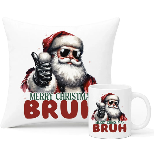 Merry Christmas Bruh | Świąteczny zestaw poduszka i kubek BN65 - StoryCups.pl