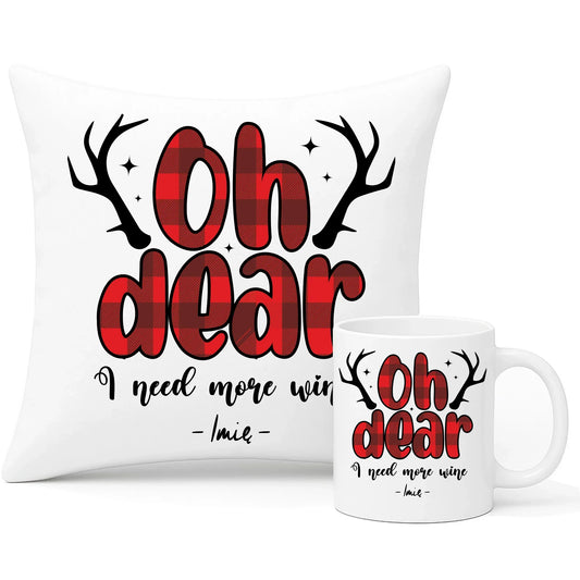 Potrzebuję więcej wina | Personalizowany świąteczny zestaw poduszka i kubek BN63 - StoryCups.pl