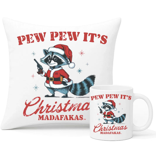 Pew pew it's Christmas | Świąteczny zestaw poduszka i kubek BN60 - StoryCups.pl