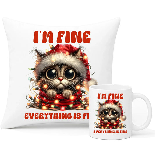 Wszystko jest w porządku | Świąteczny zestaw poduszka i kubek BN67 - StoryCups.pl