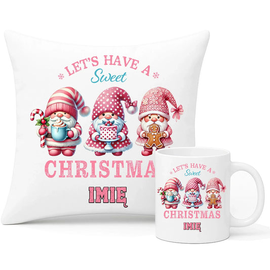 Słodkie święta | Personalizowany świąteczny zestaw poduszka i kubek BN57 - StoryCups.pl