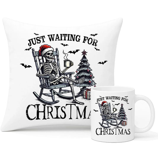 Czekam tylko na święta | Świąteczny zestaw poduszka i kubek BN56 - StoryCups.pl