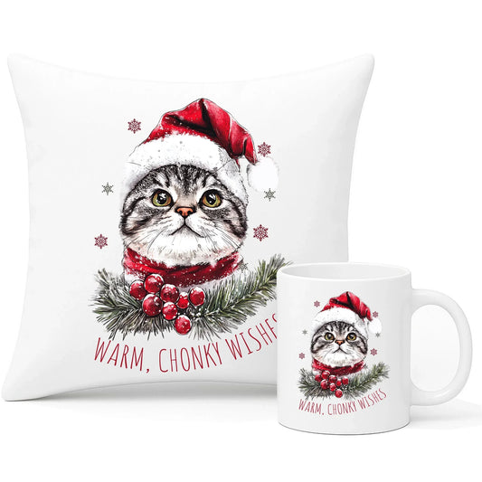 Warm, Chonky Wishes | Świąteczny zestaw poduszka i kubek BN36 - StoryCups.pl