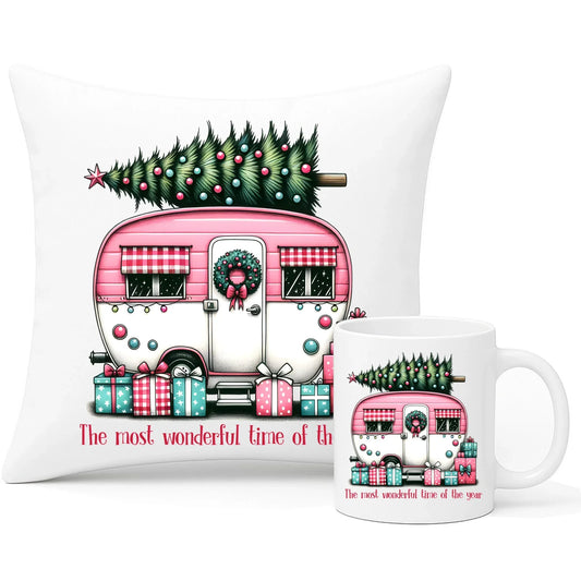 Kempingowe Święta | Świąteczny zestaw poduszka i kubek BN40 - StoryCups.pl
