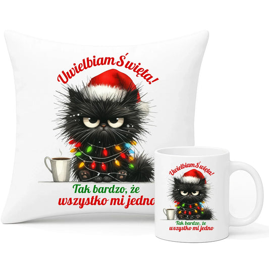 Wszystko mi jedno | Świąteczny zestaw poduszka i kubek BN35 - StoryCups.pl